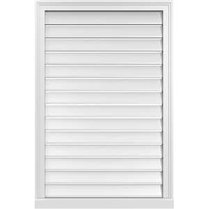 28 in. x 42 in. Vertical Surface Mount PVC Gable Vent: Functional with Brickmould Sill Frame