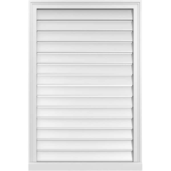 Ekena Millwork 28 in. x 42 in. Vertical Surface Mount PVC Gable Vent: Functional with Brickmould Sill Frame