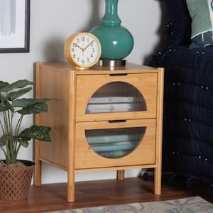 Naresh 2-Drawer Natural Brown Nightstand End Table (22 in. H x 17.7 in. W x 15 in. D)