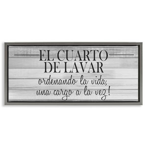 Stupell Industries The Laundry Room by Kim Allen Gray Floater Frame Typography Graphic Art Print 14 in. x 31 in.