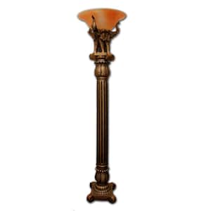 72 in. Antique-Gold Elephant Torchiere Floor Lamp