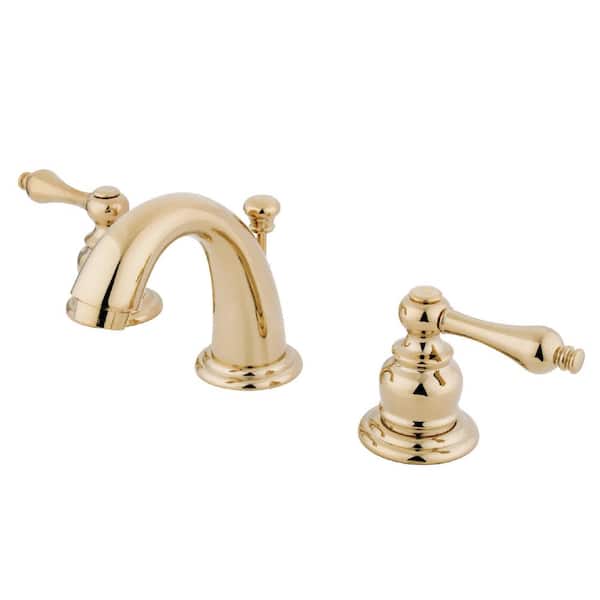 Kingston Brass English Country 8 in. Widespread 2-Handle Bathroom Faucet in Polished Brass