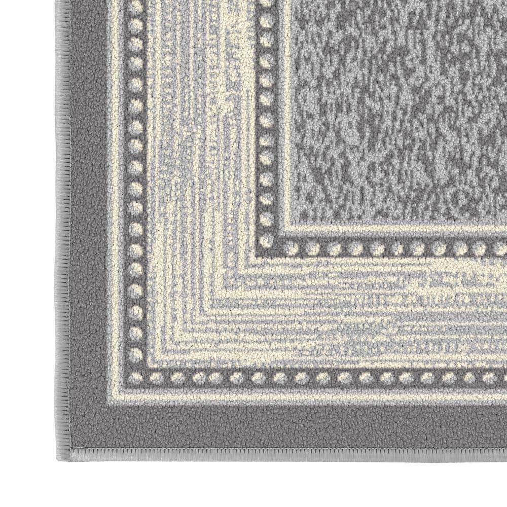 Light Gray Rectangular Synthetic Washable Area Rug