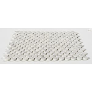 Pixie Aura White/Light Gray 12-1/8 in. x 12-1/8 in. Penny Round Smooth Glass Mosaic Tile (5.1 sq. ft./Case)