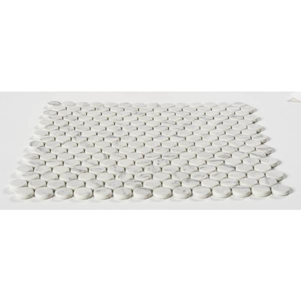ANDOVA Pixie Aura White/Light Gray 12-1/8 in. x 12-1/8 in. Penny Round Smooth Glass Mosaic Tile (5.1 sq. ft./Case)