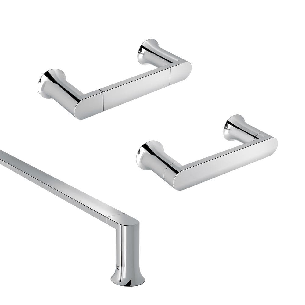 Genta LX 3-Piece Bath Hardware Set with 18 in. Towel Bar, Hand Towel Bar, and Toilet Paper Holder in Chrome -  MOEN, GENTACH-3PC18