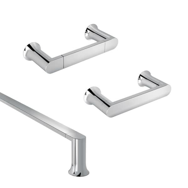 MOEN Genta LX 3-Piece Bath Hardware Set with 18 in. Towel Bar, Hand Towel Bar, and Toilet Paper Holder in Chrome