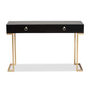 Beagan 47.2 in. Black and Gold Rectangle Wood Top Console Table
