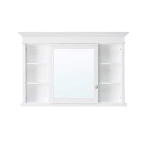 48 in. W x 32 in. H Rectangular Recessed Mount Solid Wood Medicine Cabinet with Mirror in White