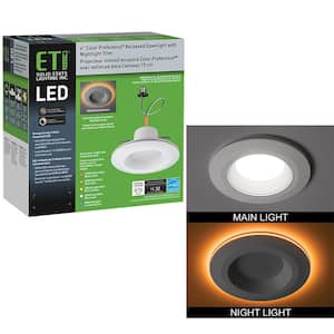 6 in. Adjustable CCT Integrated LED Recessed Light Trim with Night Light 625 Lumens Kitchen Remodel Wet Rated Dimmable