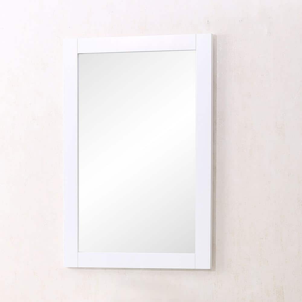 Medium Rectangle White Contemporary Mirror (32 in. H x 22 in. W)