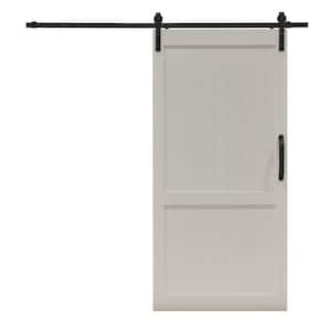 42 in. x 84 in. Millbrooke White H Style PVC Vinyl Sliding Barn Door with Hardware Kit - Door Assembly Required