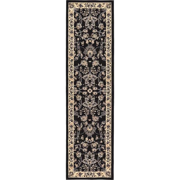 Unique Loom Sialk Hill Washington Black 2' 2 x 8' 2 Runner Rug