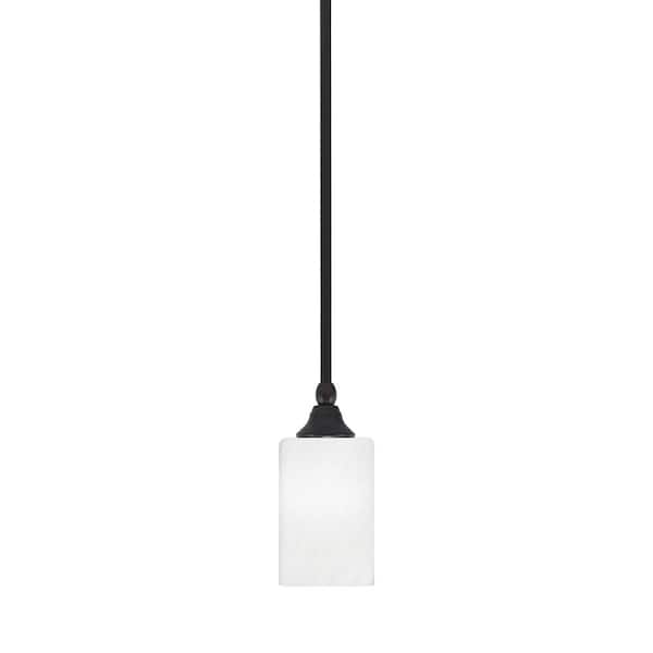 Unbranded Sparta 100-Watt 1-Light Espresso Shaded Pendant Light Mini Pendant with White Marble Glass, No Bulb Included