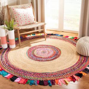 Cape Cod Multi/Natural 5 ft. x 5 ft. Round Striped Area Rug