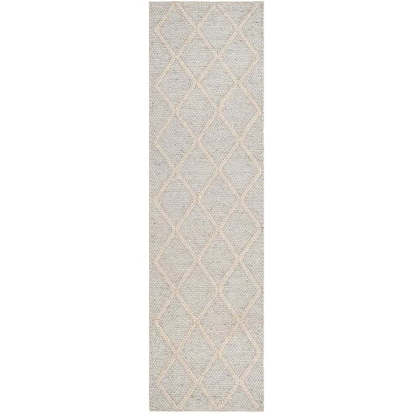 Natura 2 ft. x 16 ft. Silver/Ivory Zig-Zag Geometric Runner Rug