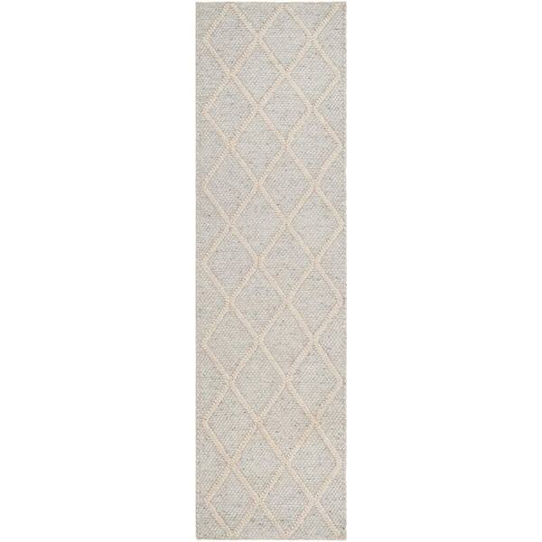 Natura 2 ft. x 22 ft. Silver/Ivory Zig-Zag Geometric Runner Rug