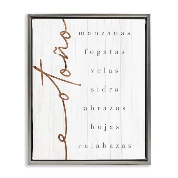 Stupell Industries Autumn Festivities List by Lil' Rue Gray Floater Frame Abstract Graphic Art Print 21 in. x 17 in.