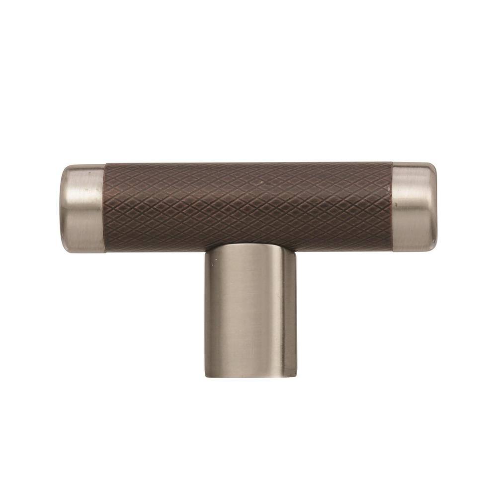 Modern Satin Nickel and Oil-Rubbed Bronze T-Handle Cabinet Knob