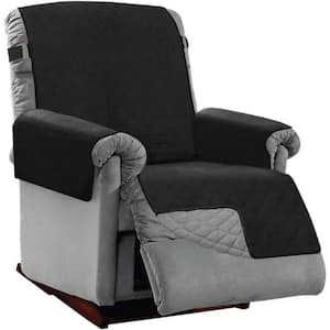 Black Sofa Sheild Recliner Slip Cover with Patented Strap and Reversible Stain for Furniture