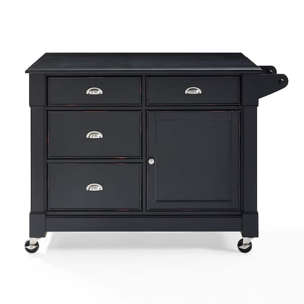 Crosley Lacey Black Kitchen Cart with Towel Rack