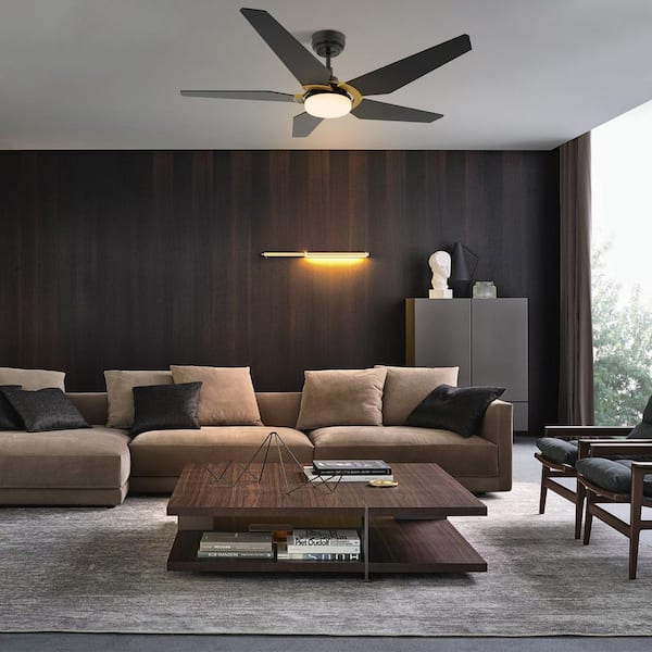 Voyager 52 in. Dimmable LED Indoor/Outdoor Black Smart Ceiling Fan with Light and Remote, Works w/Alexa/Google Home