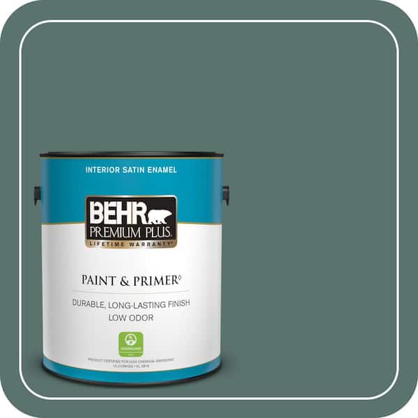 BEHR PREMIUM PLUS 1 gal. Home Decorators Collection #HDC-WR16-04 Noble Fir Satin Enamel Low Odor Interior Paint & Primer