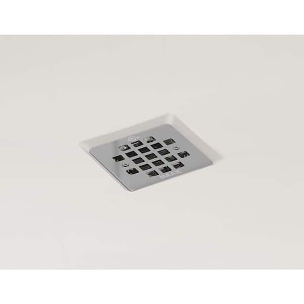 ShowerCast 60 in. x 30 in. Single Threshold Shower Pan in Matte Black with Square Chrome Shower Drain Cover Right Drain