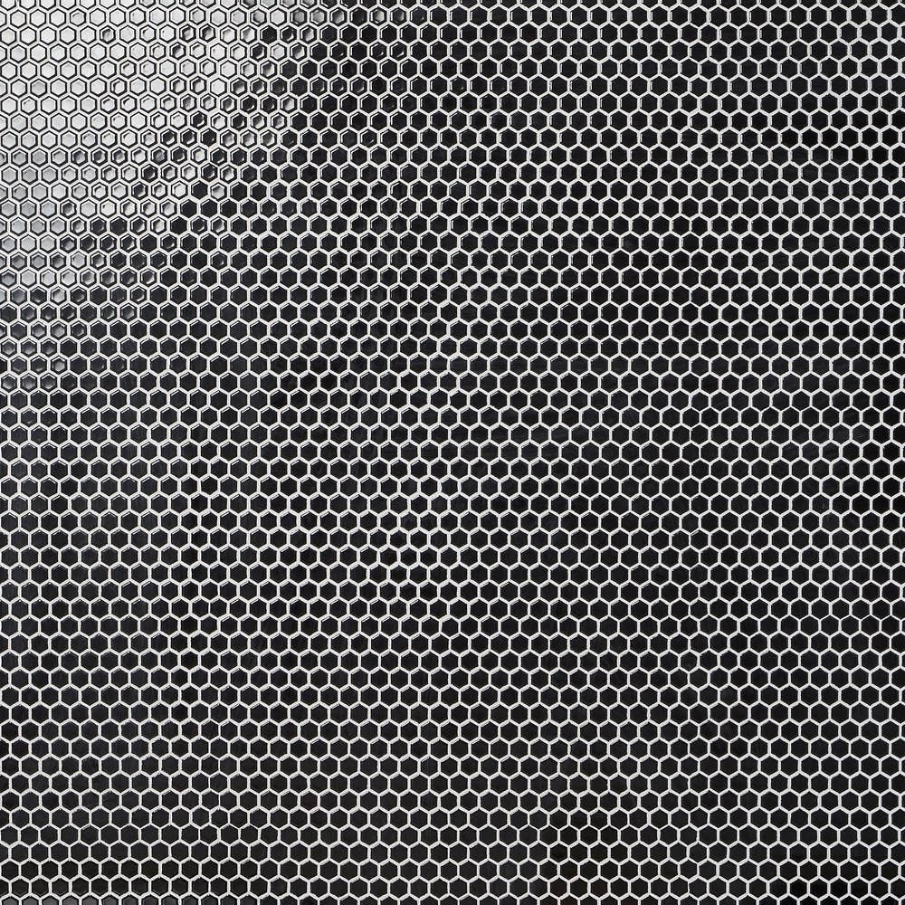 Bliss Hexagon Black 10.03 in. x 11.61 in. Polished Porcelain Floor and Wall Mosaic Tile (0.80 Sq. Ft./Each) price history on PriceWatchPro