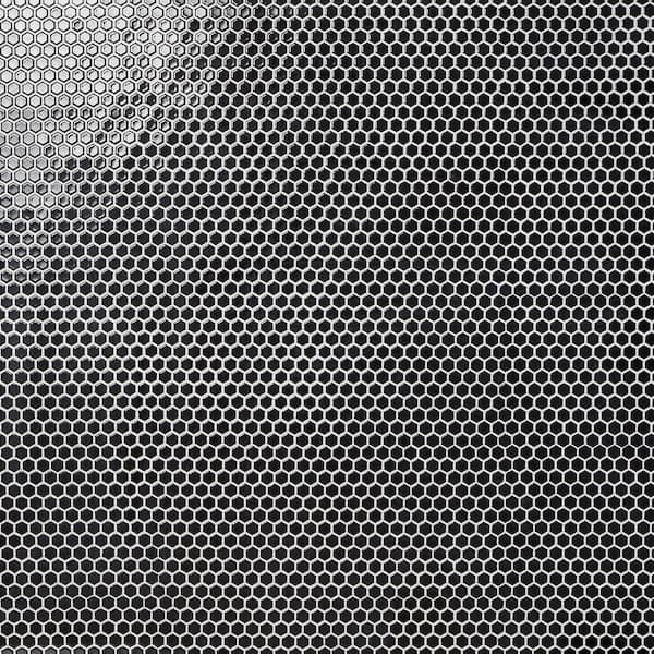 Bliss Hexagon Black 10.03 in. x 11.61 in. Polished Porcelain Floor and Wall Mosaic Tile (0.80 Sq. Ft./Each)