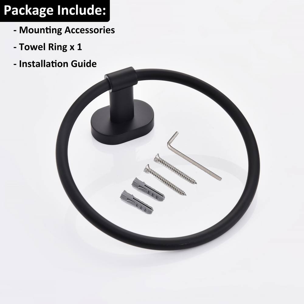 Matte Black Stainless Steel Wall Mounted Towel Ring Set