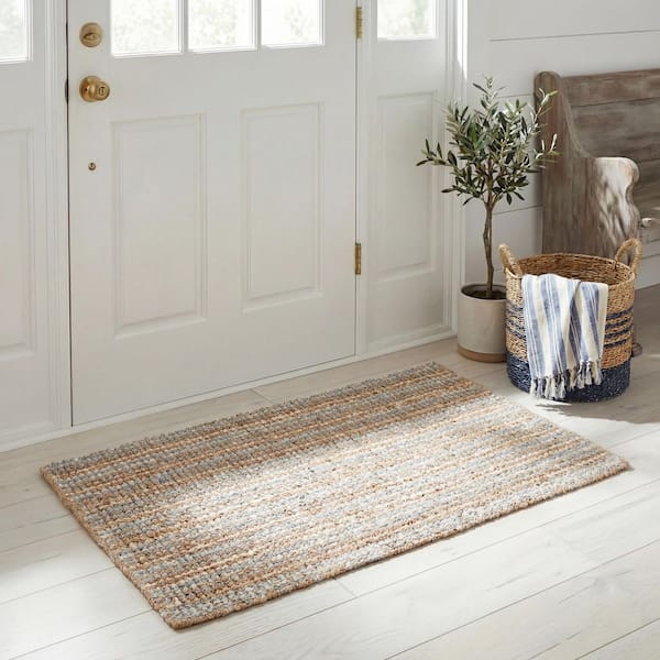 Natural Fiber 2 ft. x 3 ft. Gray/Natural Solid Color Accent Rug