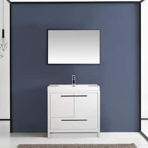 30 in. W x 20 in. D x 35 in. H Freestanding Bath Vanity in High Glossy White with White Glossy Resin Top