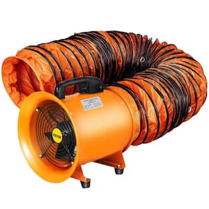 Utility Pivoting Blower Fan 10 in. 320 Watt High Velocity Ventilator 1518 CFM with 32.8 ft. Duct Hose for Home JobSite