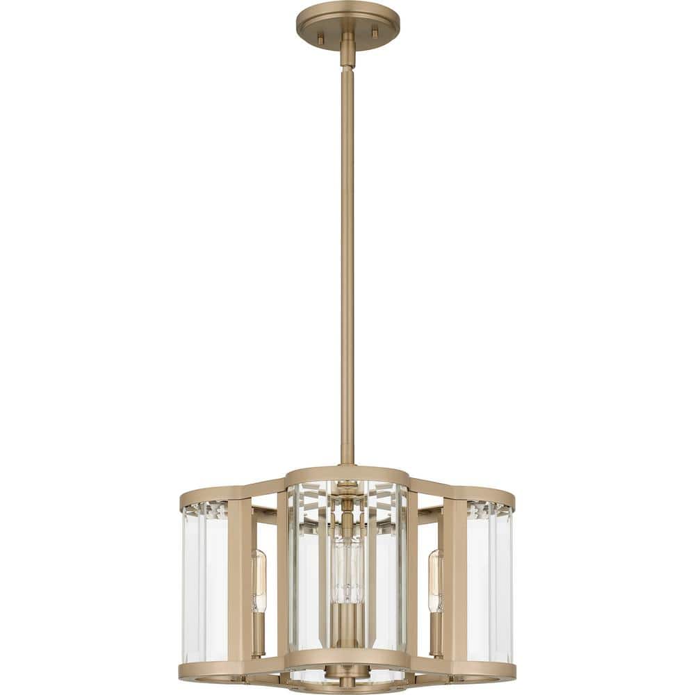 Renee 15'' Bronze Gold Glass 4-Light Pendant