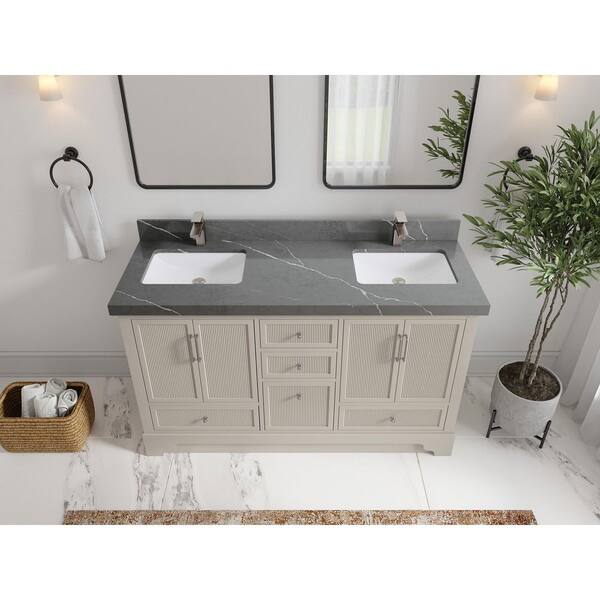 Willow Collections Alys 60 in. W x 22 in. D x 36 in. H Double Sink