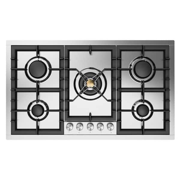 Professional Plus II 36 in. Built in Gas  Cooktop with 5-Sealed Burners in Stainless Steel