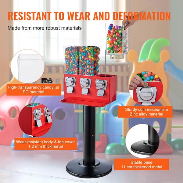 SVOPES Triple Compartment Candy Vending Machine, Coin Operated
