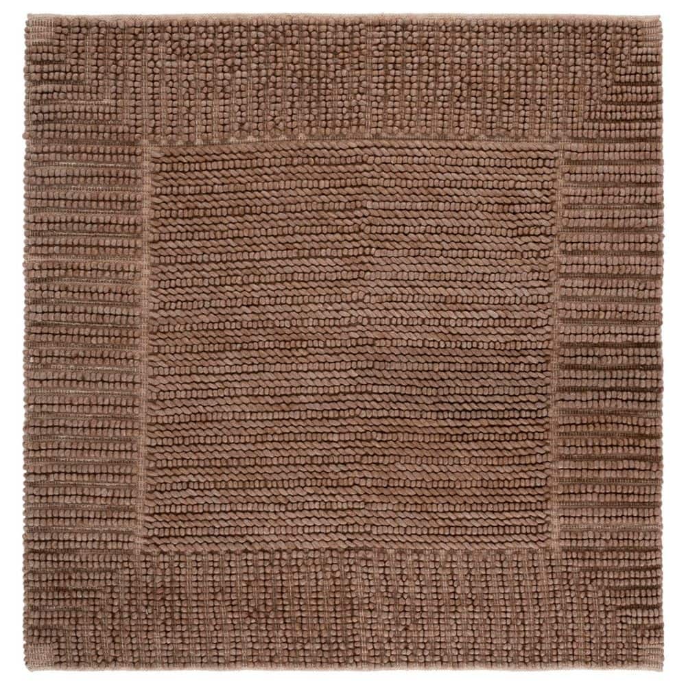 SAFAVIEH Natura 6 ft. x 6 ft. Brown Striped Border Solid Square Area ...