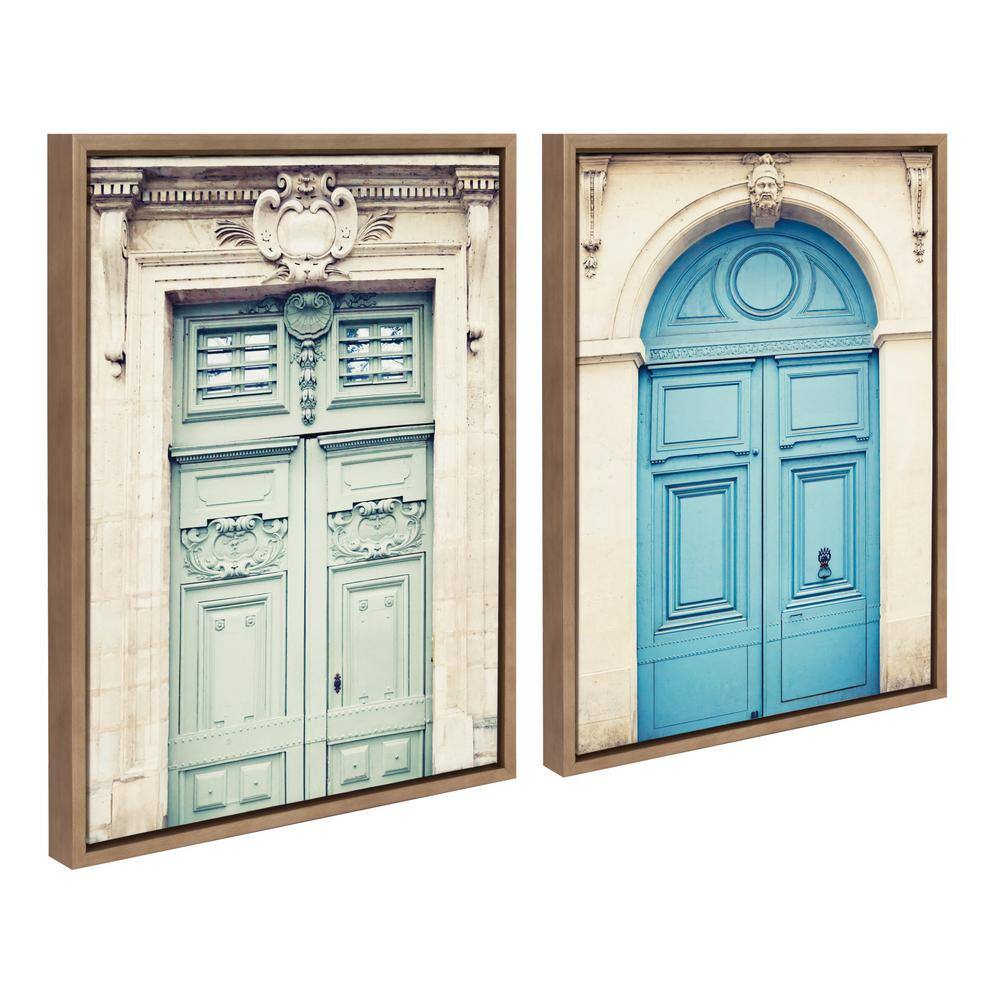 18" x 24" Gold Framed Classic Parisian Door Canvas Art Set