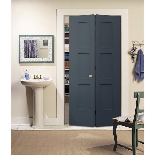 36 in. x 80 in. Birkdale Denim Stain Smooth Hollow Core Molded Composite Interior Closet Bi-fold Door