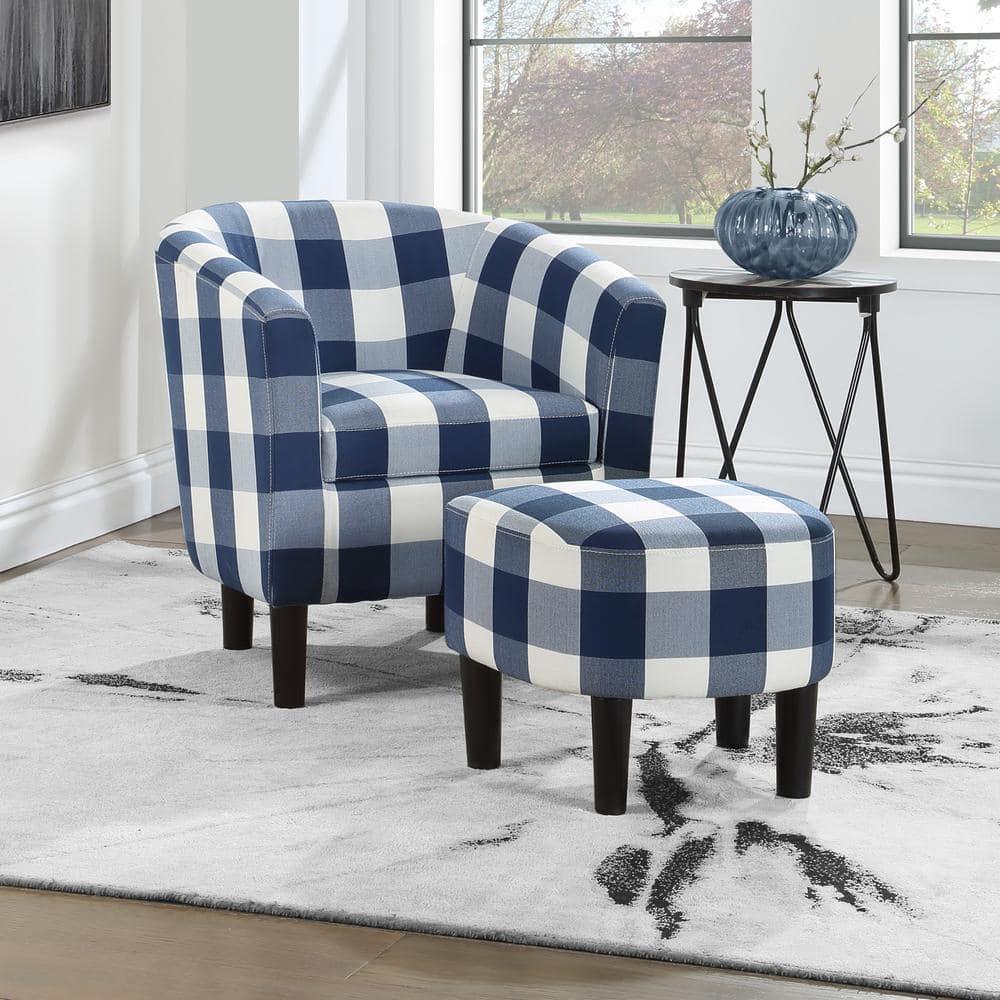 leather checkered accent chair