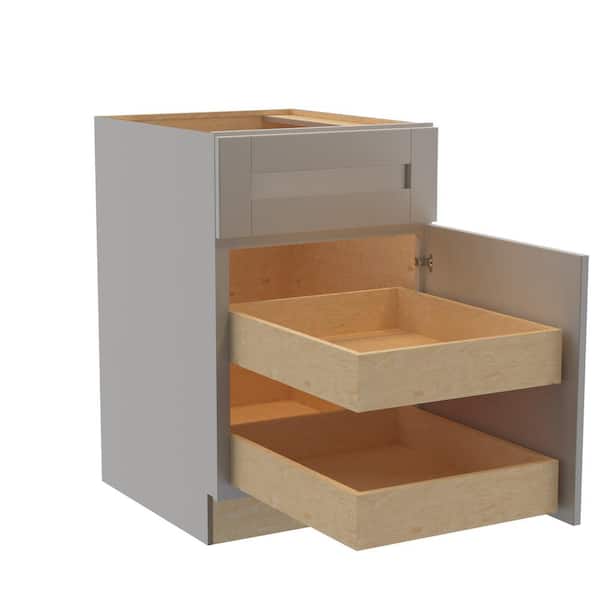 Home Decorators Collection Washington Veiled Gray Plywood Shaker Assembled Base Kitchen Cabinet FH 2 ROT Sft Cls R 21 in W x 24 in D x 34.5 in H