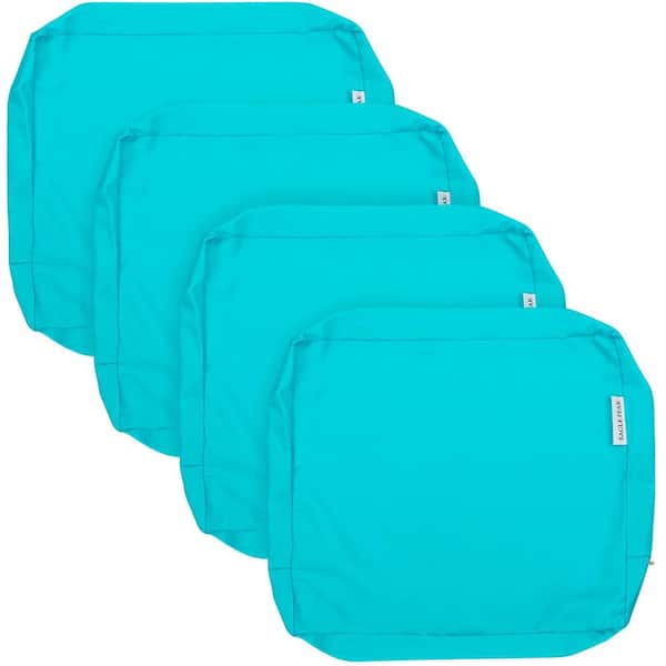 EAGLE PEAK 20 in. W x 18 in. D x 4 in. Blue Thick Water Repellent Patio Chair Cushion Covers (4 Pack)