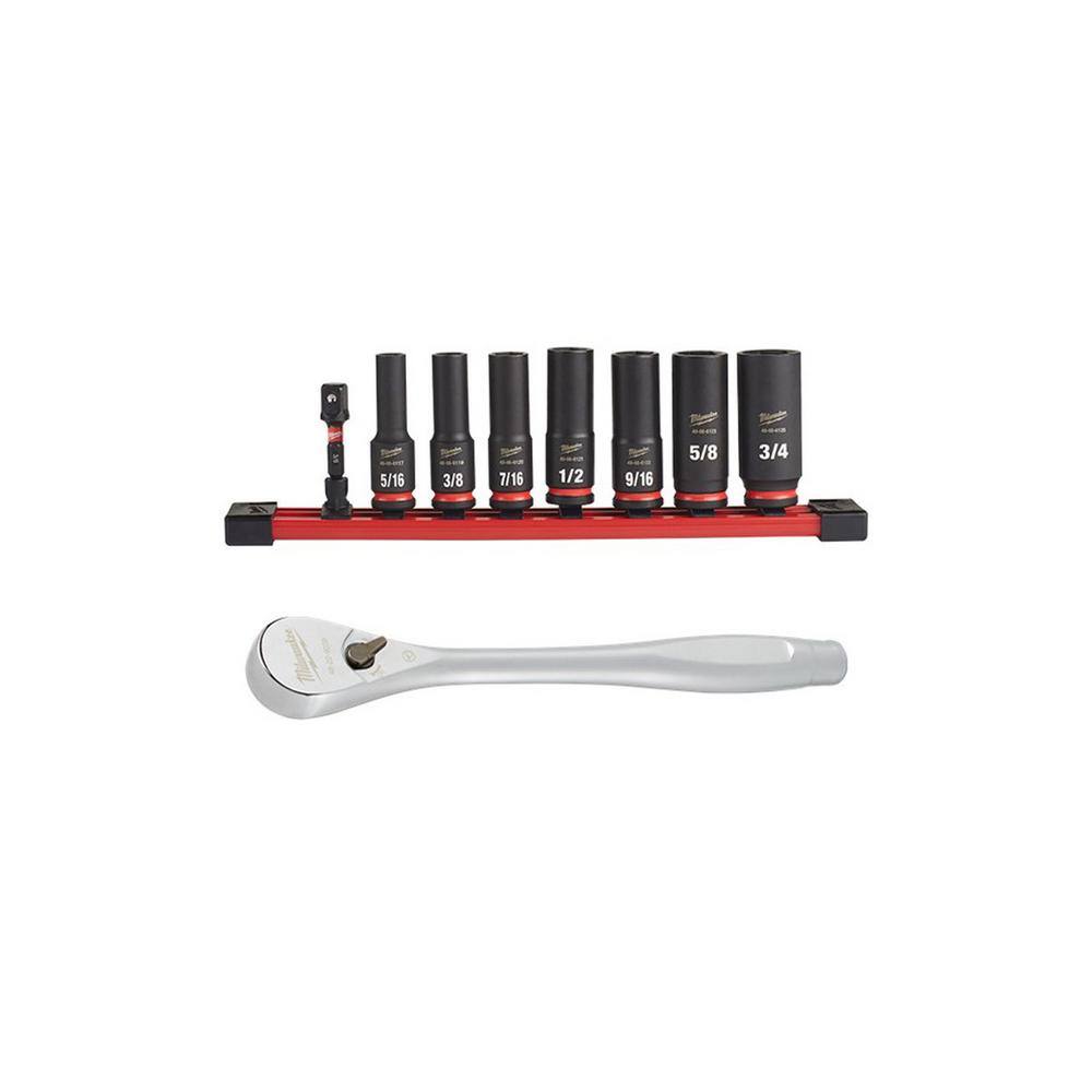 3/8 in. Drive Ratchet and SHOCKWAVE Impact Duty 3/8 in. SAE Deep Impact Rated Socket Set (9-Piece) price history on PriceWatchPro