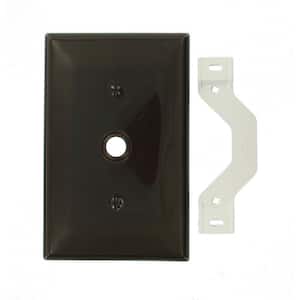 1-Gang Midway Size One 0.406 in. Dia Phone/Cable Opening Nylon Strap Mount Wall Plate in Brown