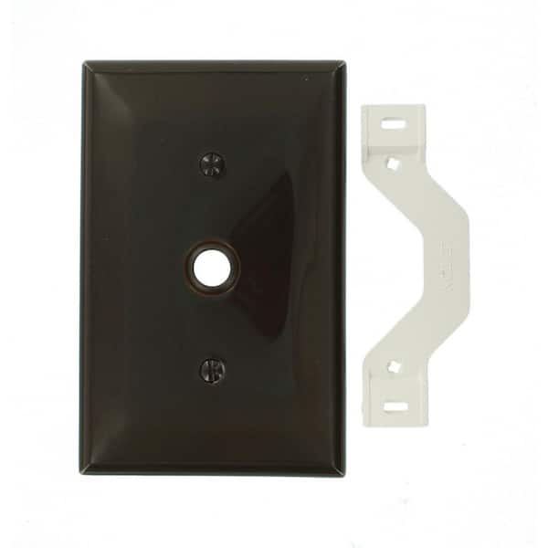 Leviton 1-Gang Brown 0.406 in. Phone/Cable Nylon Midway/Midsize Wall Plate (1-Pack) PJ11