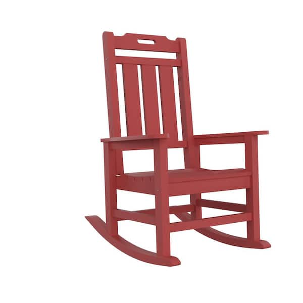 Tunearary Red HDPE Plastic Outdoor Rocking Chair Waterproof for Balcony Beach Pool Presidential Rocking