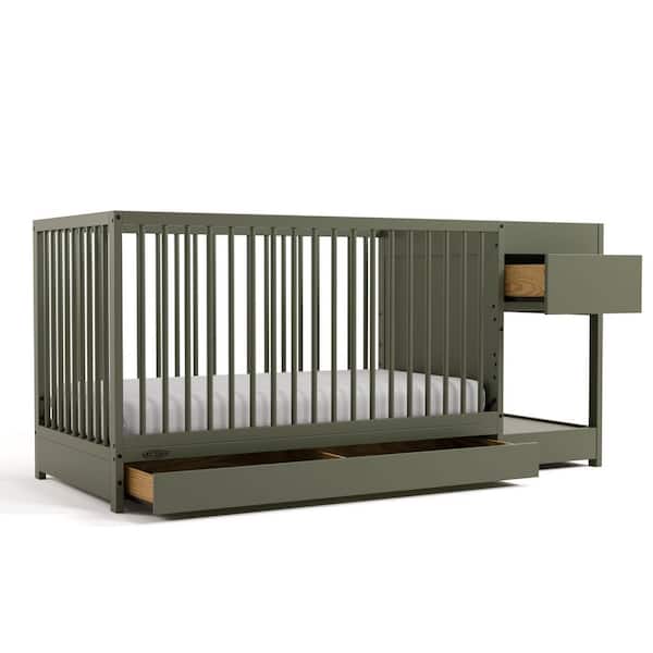 Teddi Olive 5-in-1 Convertible Crib and Changer with Drawer