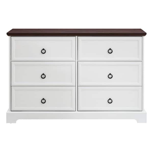 Modern Pantry Organizers of 6 Drawers for Kitchen, Living Room, Bedroom, Wooden Bedroom Drawer Dresser in White